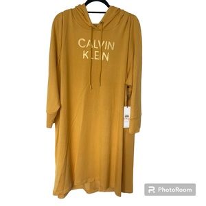 Calvin Klein Mustard Yellow Long Sleeve Hoodie Dress
